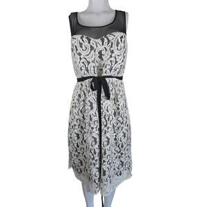 Torrid Black Cream Lace Overlay Sleeveless Skater Business Dress 18 NWT